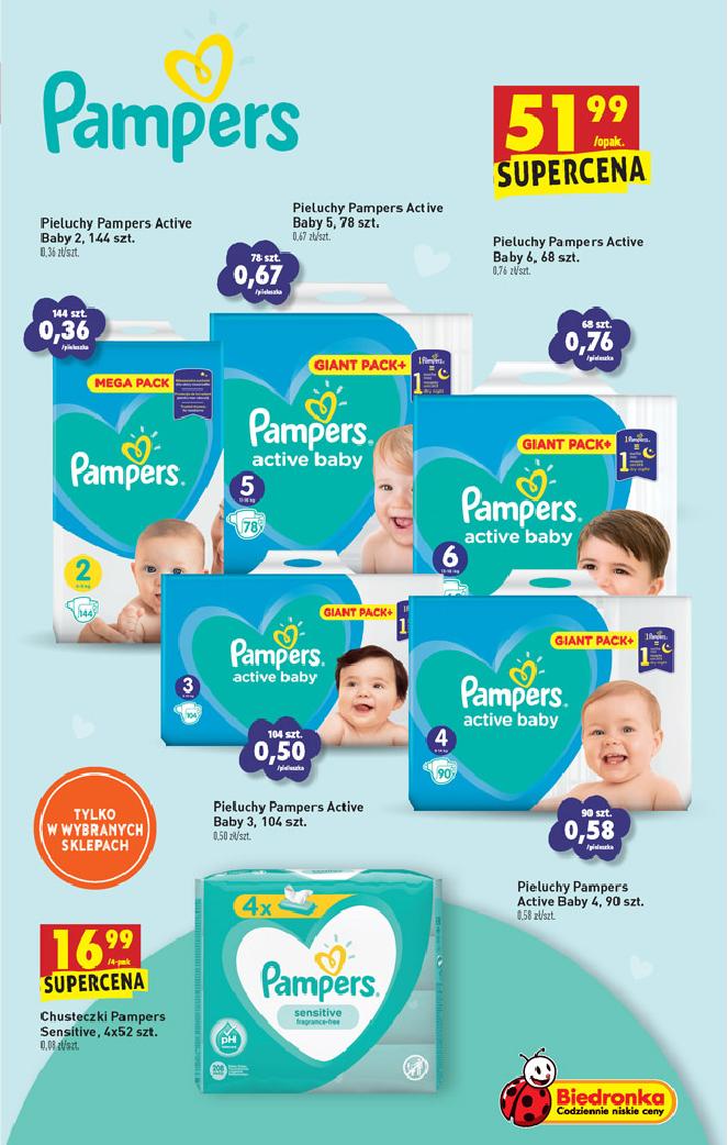 pampers sensitive chusteczki nawilżane 6x56 szt