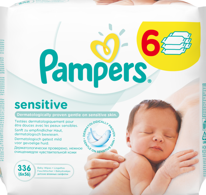 pampers sensitive chusteczki 4x64