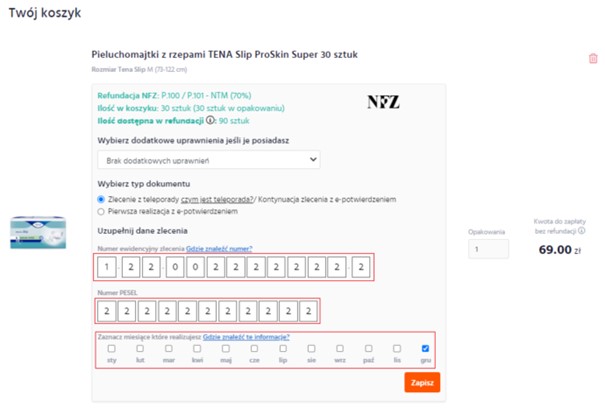 całkowita refundacja pieluchomajtki