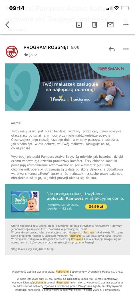 pampers dla noworodka rozmiar